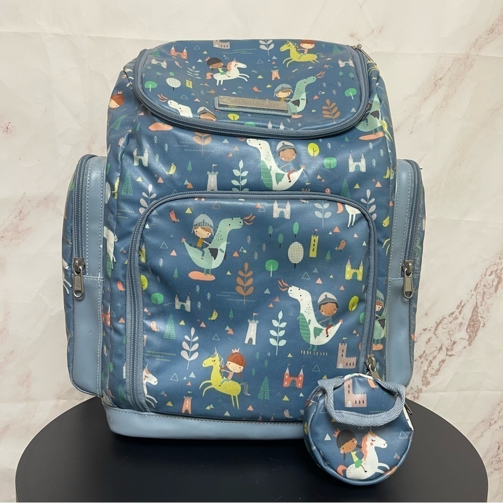 Blue Kids' Backpack with Playful Dino Print